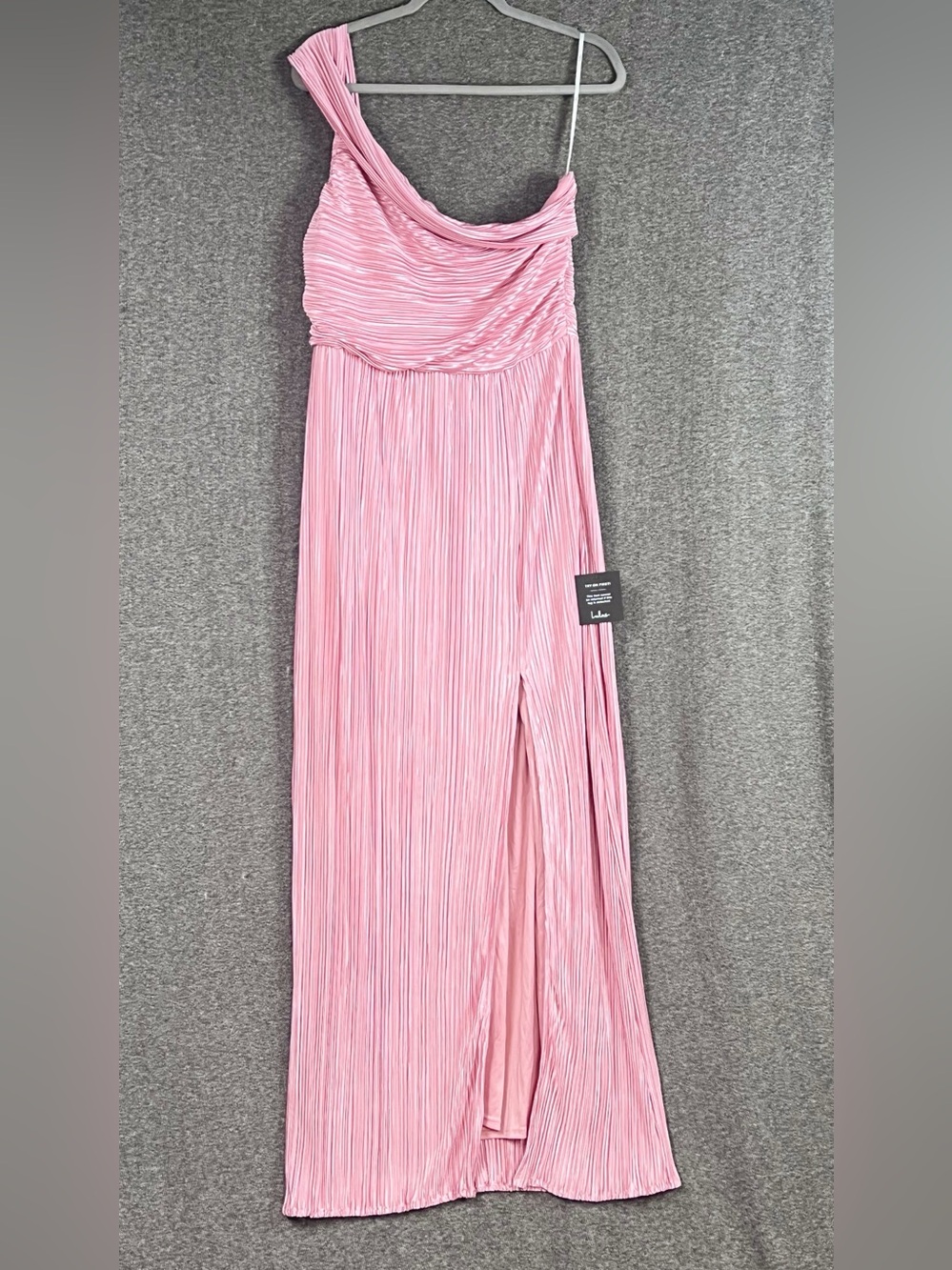 Lulus Poised Performance Pink Plisse One-Shoulder Maxi Dress Size XL NWT - Picture 5 of 11